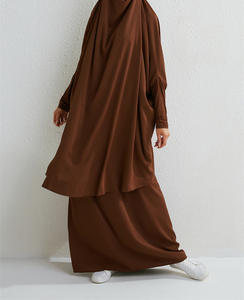 Nabi <span class=keywords><strong>Ashura</strong></span> Borka musulmán Popular de alta calidad de moda elegante Color sólido dos piezas Jilbab última manga larga - Product Image 3