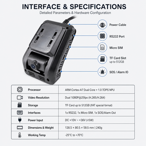 Cámara para Auto 4G con Doble Lente y WiFi, DVR con GPS, Doble <span class=keywords><strong>SIM</strong></span> 1080P, Grabador de Video con IA para Flotas, Supercondensador, Dashcam M16 - Product Image 4