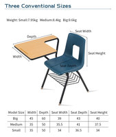 Mobilier scolaire style moderne pour étudiants chaise de formation en plastique avec table d'écriture en bois matière plastique