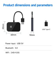 Nouveautés d'usine OEM : Adaptateur sans fil CarPlay en aluminium, Boîtier intelligent Android Auto, Dongle Wi-Fi Apple Mini, 1 an