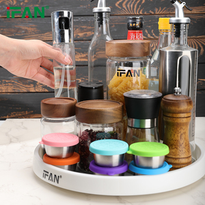 Estante de cocina organizador de plástico giratorio blanco de doble capa, estante de almacenamiento, estante giratorio Susan Lazy - Product Image 3