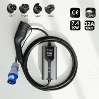Chargeur rapide portable de niveau 2 32A pour véhicule électrique, câble de secours, longueurs 5M, 7M, 8M, 10M, 15M, 20M