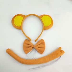 Venta al por mayor barato Animal Ear Set Kids Child Carnival Party Plush Animal Monkey Ears Headbands Tie and Tail Set - Product Image 3