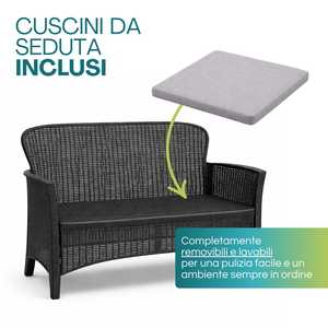 Ensemble de salon de jardin en rotin anthracite avec canapé, 2 fauteuils et table basse, mobilier de patio extérieur - Product Image 4