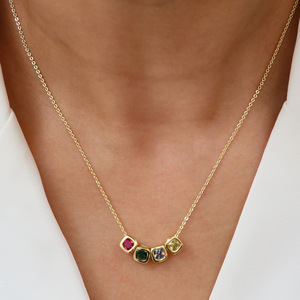 Colliers fins en or avec pendentif carré en cristal de pierre de naissance des 12 mois, ras-de-cou minimaliste pour <span class=keywords><strong>femme</strong></span>, accessoires de bijoux superposés pour anniversaire - Product Image 1