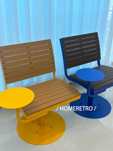 Chaise pivotante commerciale chaise en bois rotative extérieure moderne pour Cafe Hotel Plaza, siège de patio rotatif à 360 degrés avec accoudoir - Product Image 2