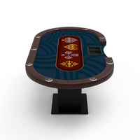Table de poker Texas Hold'em YH noire à base ovale carrée - Table de poker professionnelle de casino avec porte-gobelets 10 places