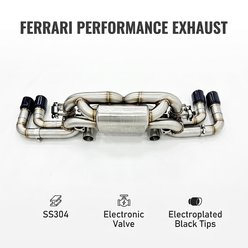 VantaFlow Racing Sound Performance Exhaust for Ferrari 360 F360 3.6L V8 2001-2005 Stainless Steel Catback with Electronic Valve