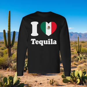 T-shirt à manches longues avec drapeau du Mexique, I Love Tequila - Product Image 3