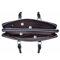 Haute qualité unisexe en cuir PU pochette d'ordinateur grande capacité Double fermeture éclair Style affaires Messenger mallette pour hommes et femmes