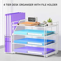Oferta Especial: Organizador de Escritorio Apilable de 4 Niveles con Bandejas de Malla Metálica para Documentos y Archivos de Oficina