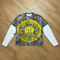 T-shirts personnalisés avec impression graphique Real Tree, en coton gaufré lourd, t-shirt à manches longues double couche camouflage personnalisé