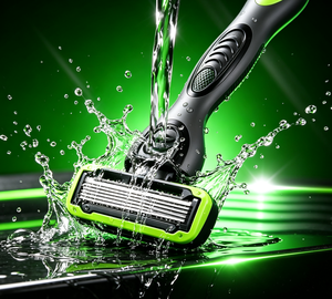 <span class=keywords><strong>Rasoir</strong></span> manuel pour homme à 6 lames avec logo personnalisé, bande lubrifiante à l'aloe vera, forme en L, facile à nettoyer - Product Image 6