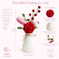 BH Cross-border New High-end Faux Flowers Home Decor Hand-crocheted Yarn Wire Bouquet Vase Dining Table.