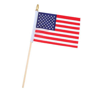 Bandeira americana personalizada pequena de ondulação, bandeira americana 100% poliéster, fãs nacionais de 4*6 polegadas, bandeira de ondulação manual com 25cm de madeira - Product Image 1