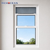 Ventanas Verticales de Doble Hoja de Aluminio Impermeables RICHOCEAN, Ventanas de Guillotina con Vidrio de Eficiencia Energética y Mosquitera