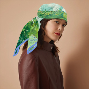 <span class=keywords><strong>Marca</strong></span> de lujo <span class=keywords><strong>Van</strong></span> <span class=keywords><strong>Gogh</strong></span> pintura al óleo cabeza Hijab chal bufanda estilo China 90cm bufanda de seda de sarga para mujer Bandana bufanda cuadrada - Product Image 5