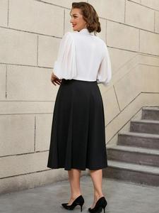 Abiti Casual a Linea A per Ragazze con Colletto a Risvolto e Maniche a Lanterna, Uniformi Scolastiche in Bianco e Nero - Product Image 3
