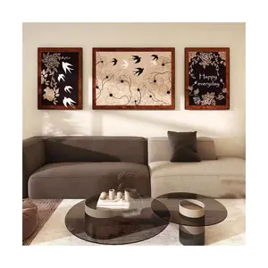 Pintura moderna em tela para sala de estar, jantar, hotel, salão de baile, 3 painéis, arte de parede com estampa de animais, novo passarinho