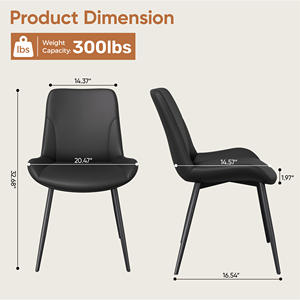 Modern Faux Leather Dining Chair Metal Legs Ergonomic <b>Backrest</b> Stitching Design for Dining Room Living Home Office Apartment - Product Image 4