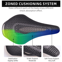Selle de vélo imprimée en 3D avec fibre de carbone intégrale - 145 mm 185 g 7*9 - Selle de vélo adaptative pour VTT, vélo de route et vélo de gravier