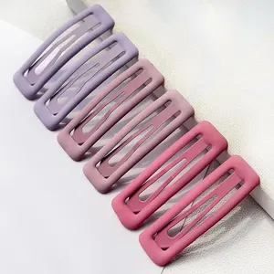 6-piece Set Of Girls' Matte Matte Square Oil Dripping Rubber Paint Buckle Hair Clips With Black Brown Clips