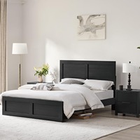 Ensemble de chambre à coucher en bois de style campagnard, 3 pièces, lit plateforme Queen avec tables de chevet avec chargeur