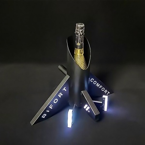 Exhibidor de Botellas de Acero Inoxidable con Luz LED, <span class=keywords><strong>Modelo</strong></span> de Avión Personalizado, Exhibidor de Botellas Luminoso, Exhibidor de Botellas de Vino - Product Image 2
