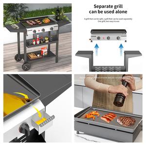Barbecue gril poêle électrique brûleur cuisinière 2 brûleurs barbecue <span class=keywords><strong>plancha</strong></span> plaque chauffante à <span class=keywords><strong>gaz</strong></span> pour patio - Product Image 5