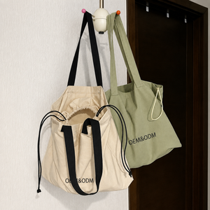 Custom Logo Recycled Thick Cotton Canvas Tote Bag Premium Durable Shopping Tote Bag With Long Handle - Product Image 5
