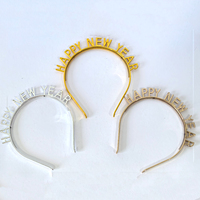Serre-tête en plastique « Bonne Année » à lettres en blocs, directement de l'usine, accessoire de cheveux pour fête, accessoire photo pour le réveillon du Nouvel An