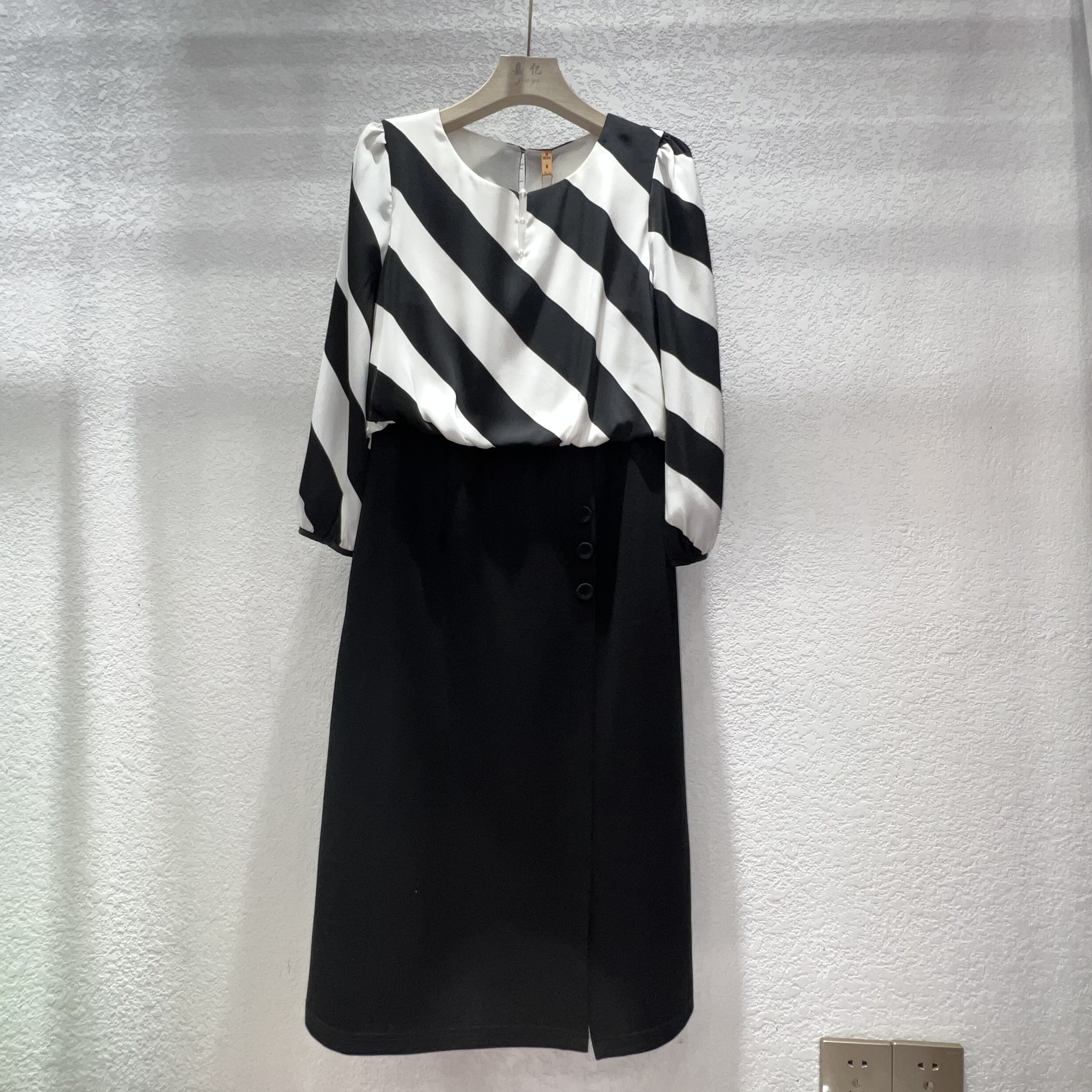 black and white business dress Black White Colorblock Gown