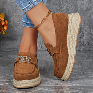 Metal <b>Chain</b> With Hemp <b>Rope</b> Soles Autumn New Thick-Soled Platform Large Size Two-Wear Shoes for Women - Product Image 3