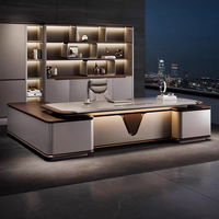 Bureau de direction moderne de luxe en forme de L avec armoire latérale pour bureau d'entreprise