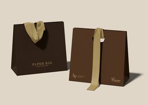 Bolsa de Papel Rosa de Lujo con Asa de Lazo de Satén, Logotipo Personalizado Impreso, Bolsa de Compras Pequeña para Joyería, Boutique, Regalo - Product Image 5