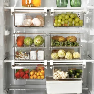 Vendita all'ingrosso pesce dell&#39;organizzatore di immagazzinaggio frigorifero-Organizzatore del frigorifero dei contenitori della scatola di immagazzinaggio del frigorifero dell'uovo di pesce della frutta del cassetto della cucina durevole di plastica