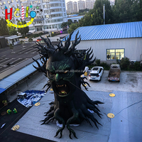 Décorations d'Halloween Ballon Démon Gonflable Décor de Fête Arbre Gonflable Monsterwith Lampe LED et Souffleur d'Air