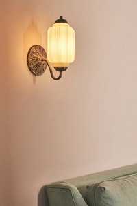 <span class=keywords><strong>Simig</strong></span> Lighting New Chinese-style Jade Green Glass Vintage Milk White Glass Huiled Brass Wall Lamp pour chambre d'hôtel - Product Image 2