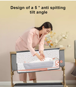 Culla Multifunzionale con Modalità Dondolo, <span class=keywords><strong>Lettino</strong></span> per Neonati in Metallo con Pannello Laterale Facilmente Apribile e Rete per la Visibilità - Product Image 5
