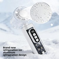 Ventilateur de poche haute vitesse, mini-ventilateur portable avec 199 vitesses, affichage numérique LED, transparent avec éclairage intégré