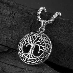 Collana con Ciondolo Albero della Vita in Acciaio Inossidabile Stile Retrò Vintage, Collana Nodo Celtico di Odino Vichingo, Gioielli da Uomo - Product Image 5