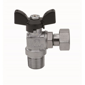 Valvola a sfera angolare con filettatura maschio 1/2" x 3/4" DN 15 PN 30 per sistemi HVAC - Product Image 1