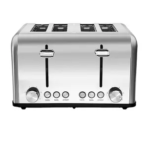 Toaster elétrico doméstico, brinquedo de grão, novo design profissional, aço inoxidável, elétrico, 4 fatias