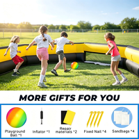 Terrain de jeu gonflable octogonal jaune et noir pour jeu de Dodgeball, idéal pour les écoles, les camps d'été et la location d'équipements sportifs