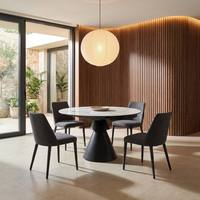 Table à manger ronde transformable moderne en pierre frittée, extensible pour 4-6 personnes, idéale pour les petits espaces