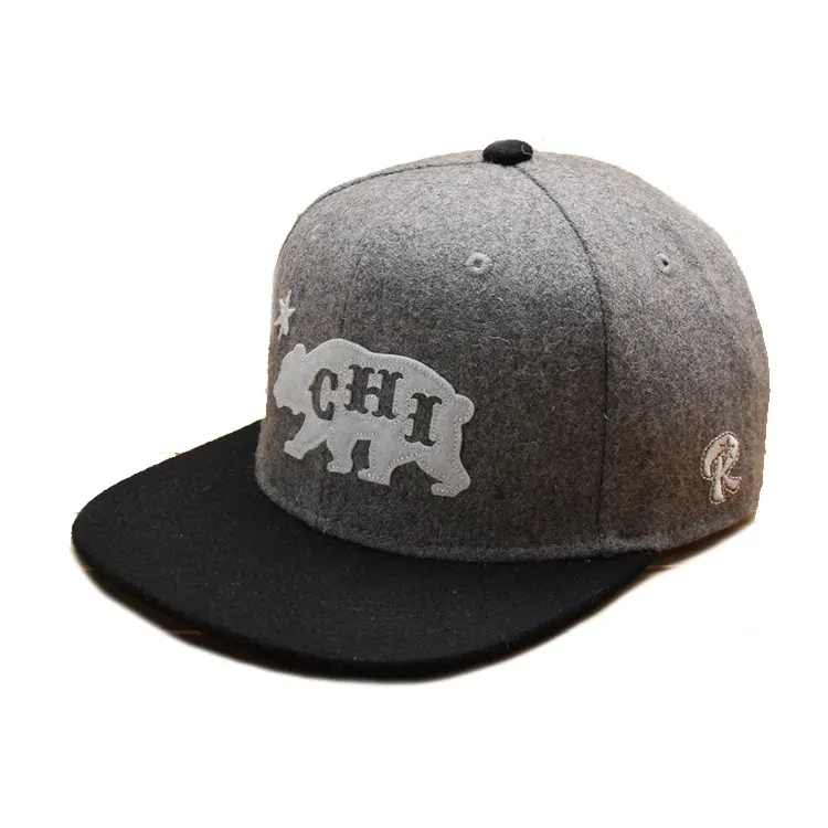 Cappelli di buona qualità Snapback Cap Logo personalizzato Flat Bill Snapback Hat cappellini Snapback in lana per uomo