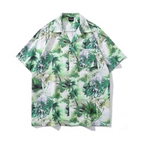 Polo Aloha Rétro Délavé à Imprimé Tribal Polynésien Ample Unisexe Séchage Rapide Couleurs Inaltérables Chemise de Camp pour Plage Surf Décontracté Vacances