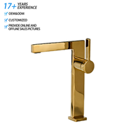 Grifo de Lavabo de Latón Moderno, Monomando, Color Dorado, Agua Fría y Caliente, Mezclador de Baño, Cerámica, Duradero, Fácil de Instalar
