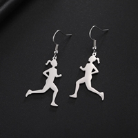 Pendientes Deportivos de Acero Inoxidable para Mujer, Diseño de Corredora, Regalo de Cumpleaños, Venta al Por Mayor