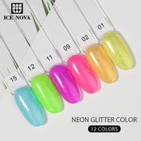 Vernis Gel Pailleté Rose Vif Scintillant Effet Brillant Vernis Gel Pailleté Été Soak-off LED UV pour Nail Art DIY Manucure